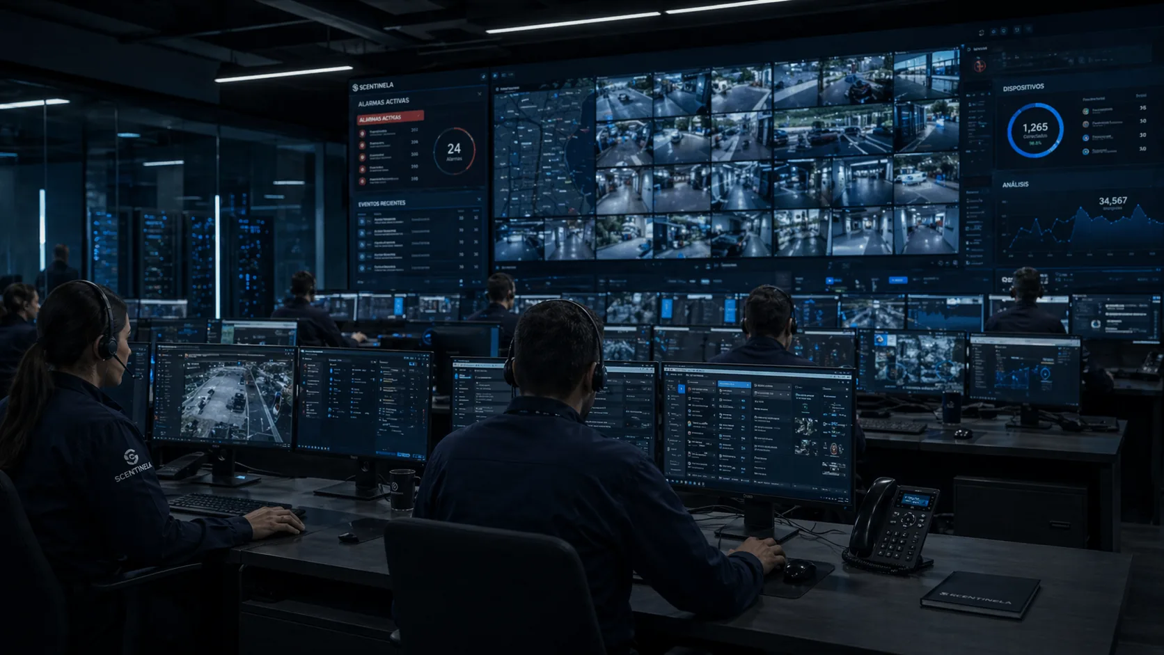Centro de monitoreo con videowall